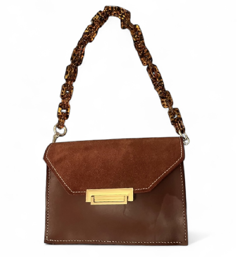 brown two-tone suede purse