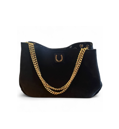 Black suede purse