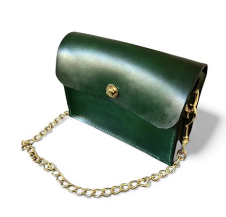 hunter green leather purse