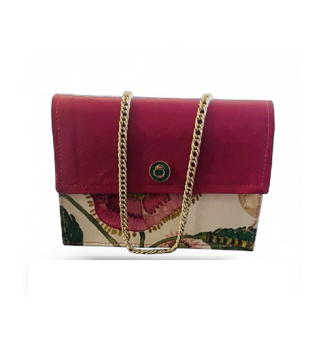 pink floral leather purse